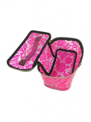 VCHB-214*VICTORIA'S SECRET PVC LACE COSMETIC CASE (DEEP PINK)